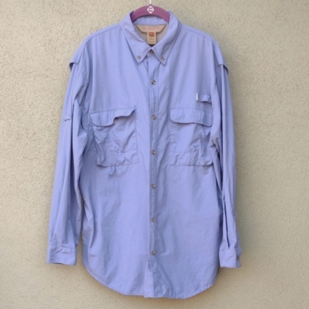 Flawed Redington UPF/30+ Long Sleeve Blue Button-Up Shirt Men's Large